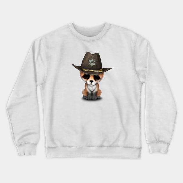 Cute Baby Fox Cub Sheriff Crewneck Sweatshirt by jeffbartels